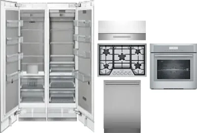 6 Piece Package Includes Refrigerator, Freezer, Cooktop, Wall Oven, Hood And Dishwasher