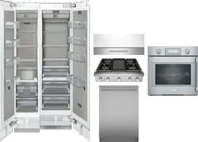 6 Piece Package Includes Refrigerator, Freezer, Cooktop, Wall Oven, Hood And Dishwasher