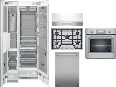 6 Piece Package Includes Refrigerator, Freezer, Cooktop, Wall Oven, Hood And Dishwasher