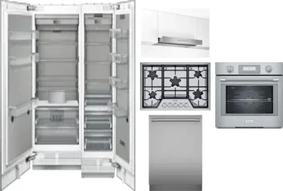 6 Piece Package Includes Refrigerator, Freezer, Cooktop, Wall Oven, Hood And Dishwasher