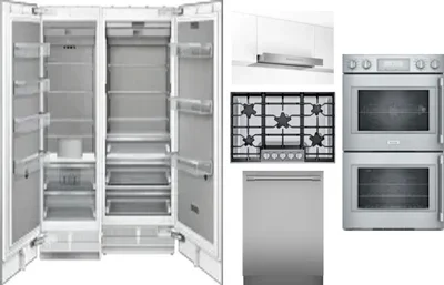 6 Piece Package Includes Refrigerator, Freezer, Cooktop, Wall Oven, Hood And Dishwasher