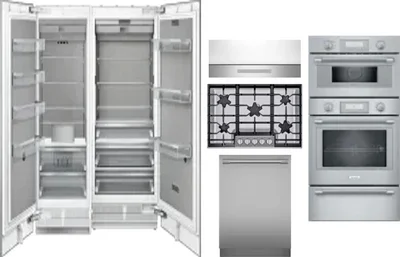 6 Piece Package Includes Refrigerator, Freezer, Cooktop, Wall Oven, Hood And Dishwasher