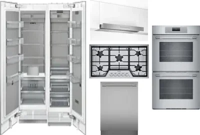 6 Piece Package Includes Refrigerator, Freezer, Cooktop, Wall Oven, Hood And Dishwasher