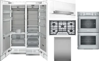 6 Piece Package Includes Refrigerator, Freezer, Cooktop, Wall Oven, Hood And Dishwasher