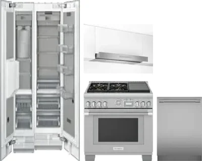 5 Piece Package Includes Refrigerator, Freezer, Range, Hood And Dishwasher