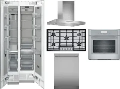 6 Piece Package Includes Refrigerator, Freezer, Cooktop, Wall Oven, Hood And Dishwasher