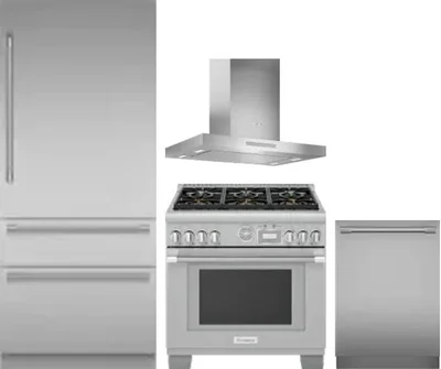 4 Piece Package Includes Refrigerator, Range, Hood And Dishwasher