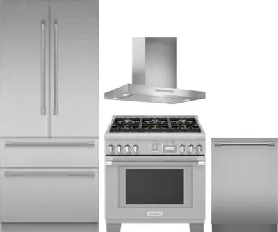 4 Piece Package Includes Refrigerator, Range, Hood And Dishwasher