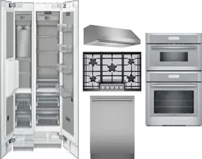 6 Piece Package Includes Refrigerator, Freezer, Cooktop, Wall Oven, Hood And Dishwasher