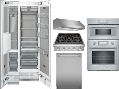 6 Piece Package Includes Refrigerator, Freezer, Cooktop, Wall Oven, Hood And Dishwasher