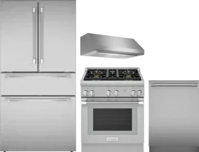 4 Piece Package Includes Refrigerator, Range, Hood And Dishwasher