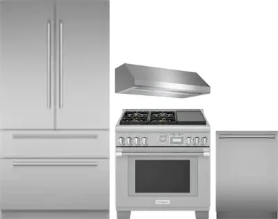 4 Piece Package Includes Refrigerator, Range, Hood And Dishwasher