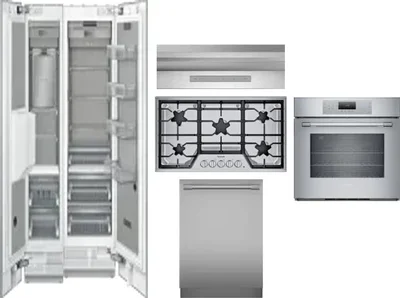 6 Piece Package Includes Refrigerator, Freezer, Cooktop, Wall Oven, Hood And Dishwasher