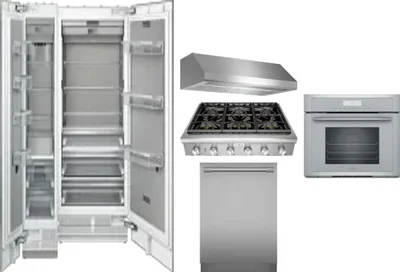 6 Piece Package Includes Refrigerator, Freezer, Cooktop, Wall Oven, Hood And Dishwasher