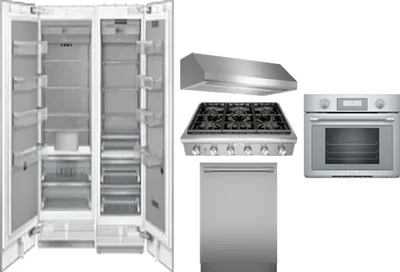 6 Piece Package Includes Refrigerator, Freezer, Cooktop, Wall Oven, Hood And Dishwasher