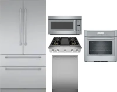 5 Piece Package Includes Refrigerator, Cooktop, Wall Oven, Microwave And Dishwasher