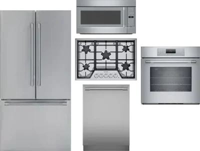 5 Piece Package Includes Refrigerator, Cooktop, Wall Oven, Microwave And Dishwasher