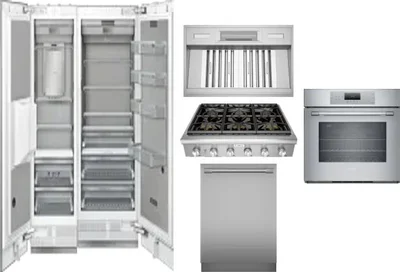 6 Piece Package Includes Refrigerator, Freezer, Cooktop, Wall Oven, Hood And Dishwasher