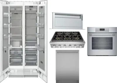 6 Piece Package Includes Refrigerator, Freezer, Cooktop, Wall Oven, Hood And Dishwasher