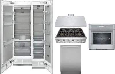 6 Piece Package Includes Refrigerator, Freezer, Cooktop, Wall Oven, Hood And Dishwasher