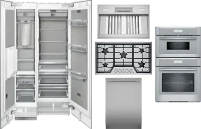 6 Piece Package Includes Refrigerator, Freezer, Cooktop, Wall Oven, Hood And Dishwasher