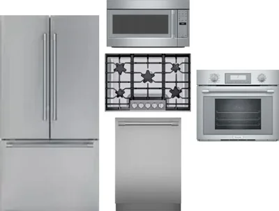 5 Piece Package Includes Refrigerator, Cooktop, Wall Oven, Microwave And Dishwasher