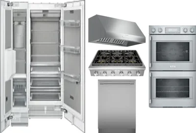 6 Piece Package Includes Refrigerator, Freezer, Cooktop, Wall Oven, Hood And Dishwasher
