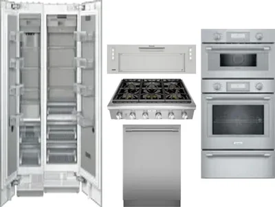 6 Piece Package Includes Refrigerator, Freezer, Cooktop, Wall Oven, Hood And Dishwasher