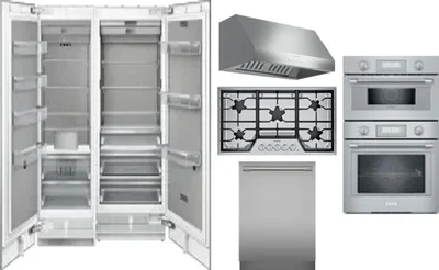 6 Piece Package Includes Refrigerator, Freezer, Cooktop, Wall Oven, Hood And Dishwasher