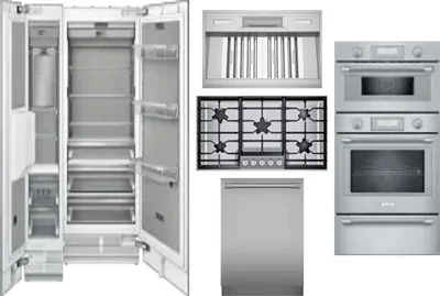 6 Piece Package Includes Refrigerator, Freezer, Cooktop, Wall Oven, Hood And Dishwasher