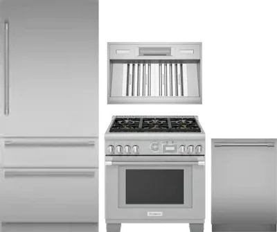 4 Piece Package Includes Refrigerator, Range, Hood And Dishwasher
