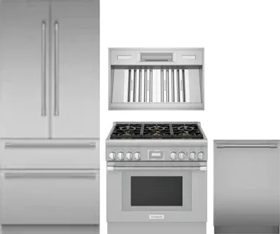 4 Piece Package Includes Refrigerator, Range, Hood And Dishwasher