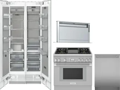 5 Piece Package Includes Refrigerator, Freezer, Range, Hood And Dishwasher