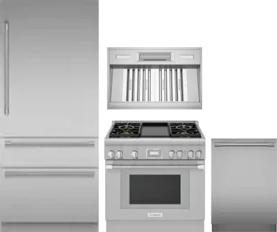 4 Piece Package Includes Refrigerator, Range, Hood And Dishwasher