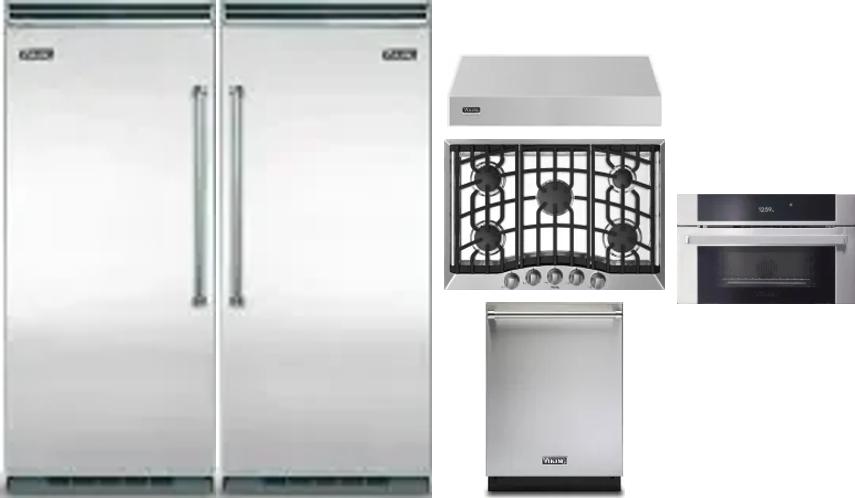 6 Piece Package Includes Refrigerator, Freezer, Cooktop, Wall Oven, Hood And Dishwasher