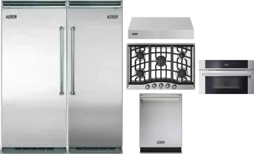 6 Piece Package Includes Refrigerator, Freezer, Cooktop, Wall Oven, Hood And Dishwasher