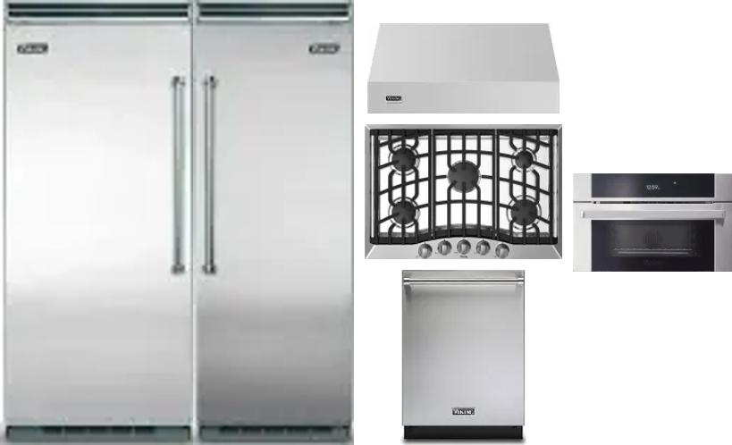 6 Piece Package Includes Refrigerator, Freezer, Cooktop, Wall Oven, Hood And Dishwasher