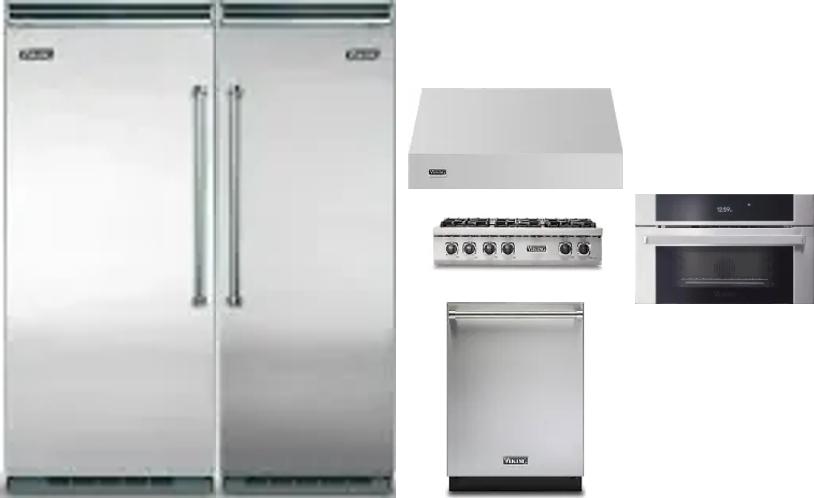 6 Piece Package Includes Refrigerator, Freezer, Cooktop, Wall Oven, Hood And Dishwasher