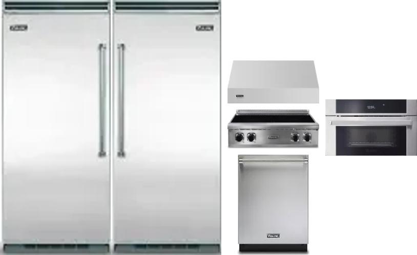 6 Piece Package Includes Refrigerator, Freezer, Cooktop, Wall Oven, Hood And Dishwasher