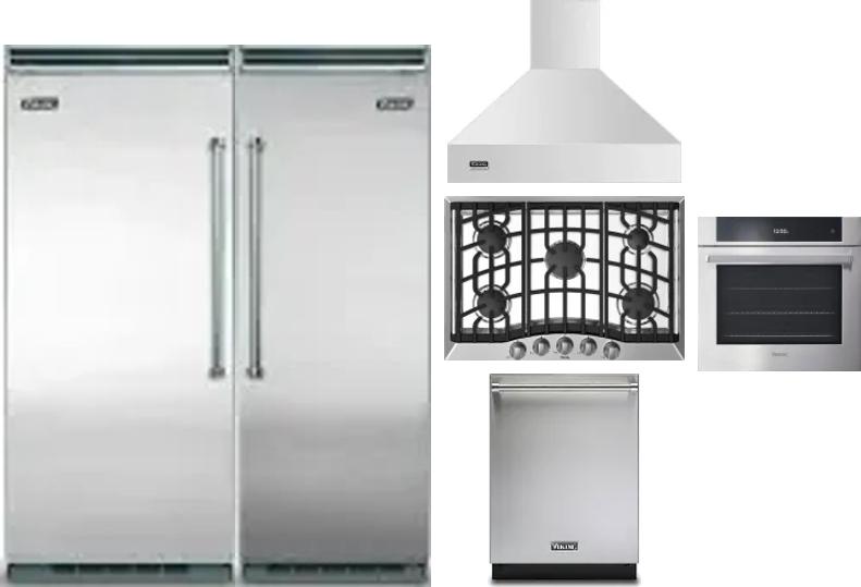 6 Piece Package Includes Refrigerator, Freezer, Cooktop, Wall Oven, Hood And Dishwasher