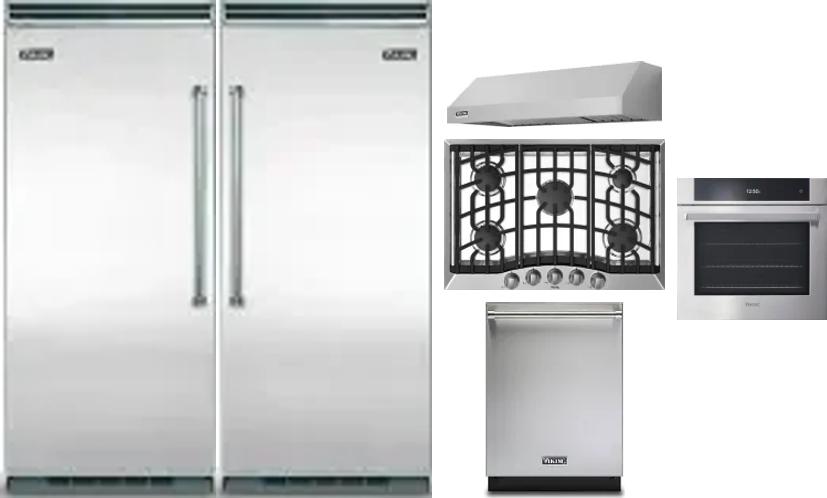 6 Piece Package Includes Refrigerator, Freezer, Cooktop, Wall Oven, Hood And Dishwasher