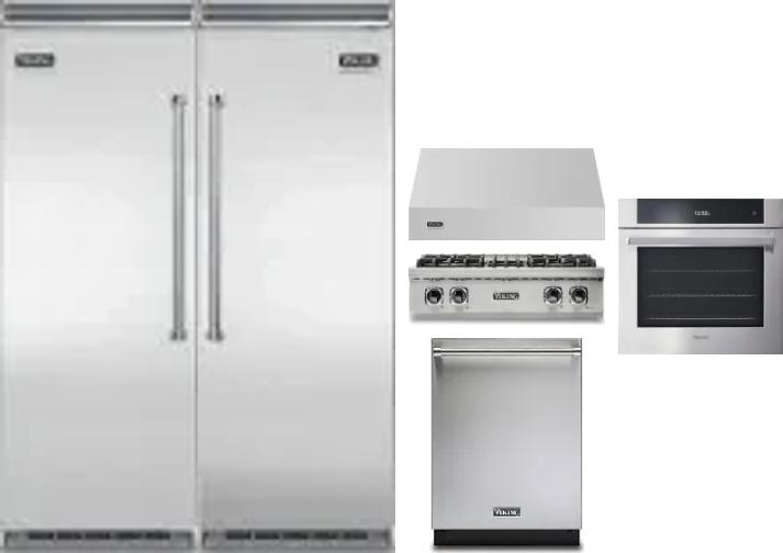 6 Piece Package Includes Refrigerator, Freezer, Cooktop, Wall Oven, Hood And Dishwasher