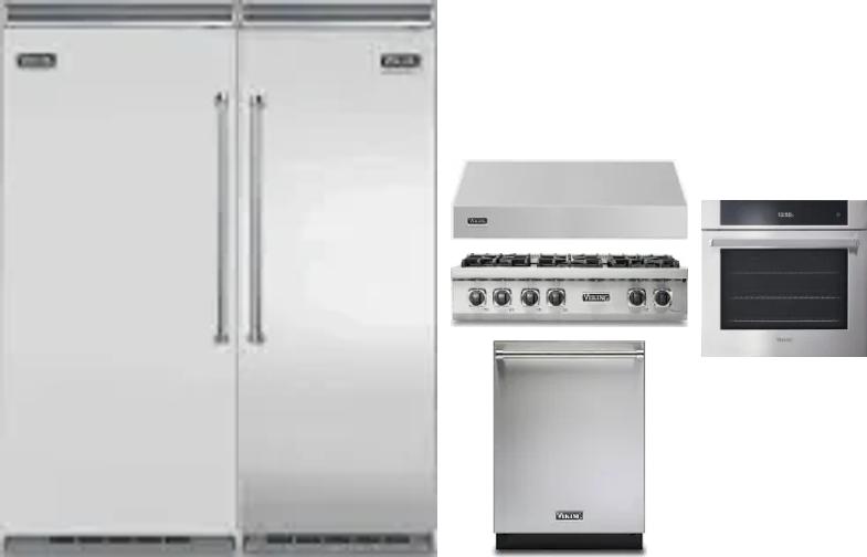 6 Piece Package Includes Refrigerator, Freezer, Cooktop, Wall Oven, Hood And Dishwasher