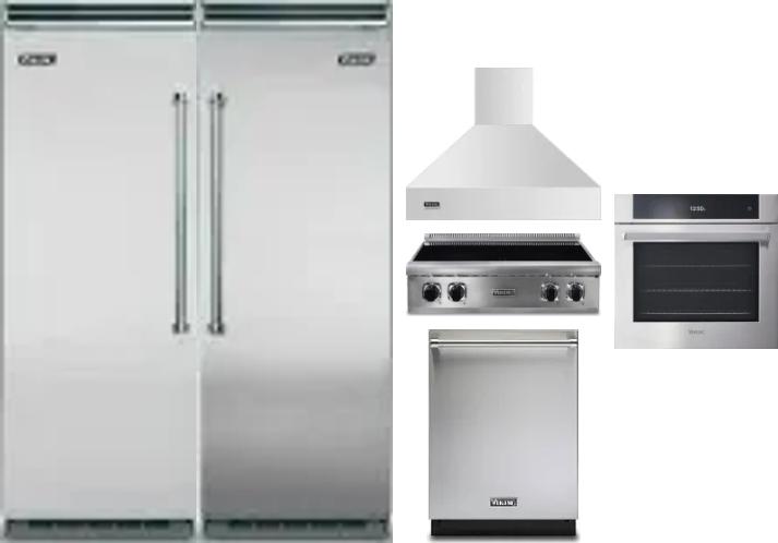 6 Piece Package Includes Refrigerator, Freezer, Cooktop, Wall Oven, Hood And Dishwasher