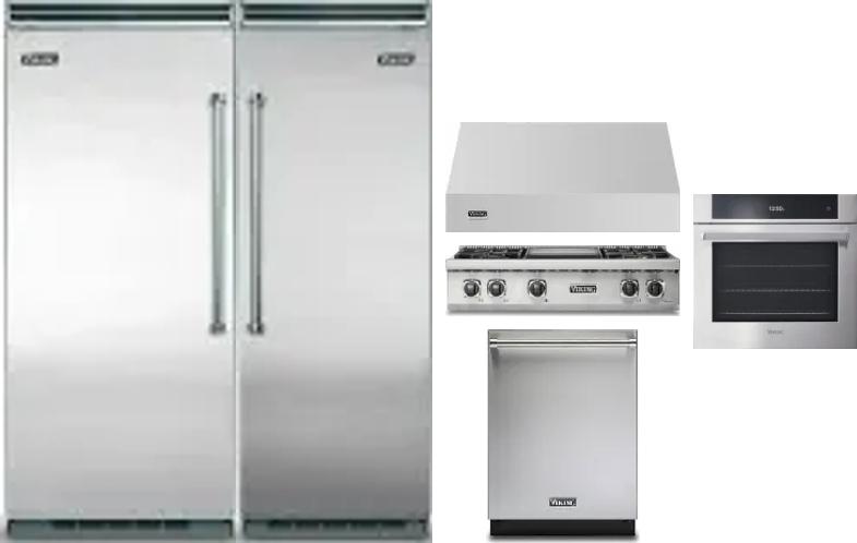 6 Piece Package Includes Refrigerator, Freezer, Cooktop, Wall Oven, Hood And Dishwasher
