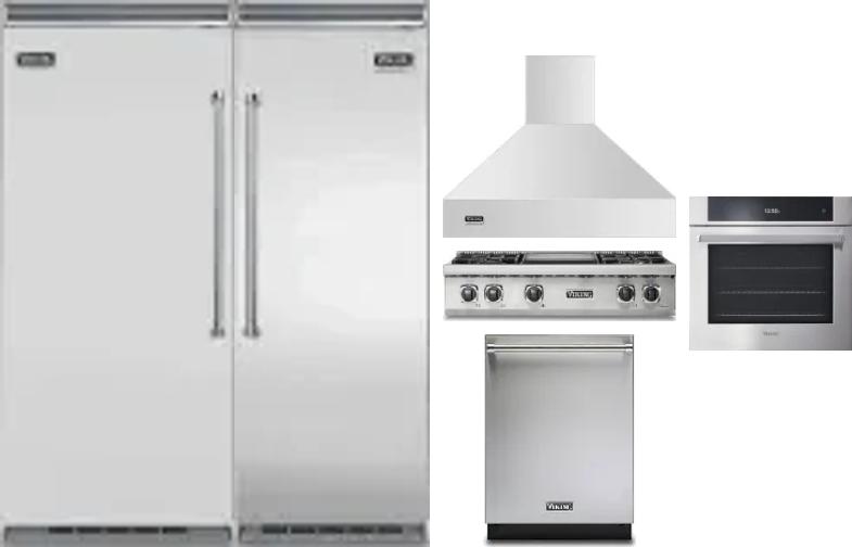 6 Piece Package Includes Refrigerator, Freezer, Cooktop, Wall Oven, Hood And Dishwasher