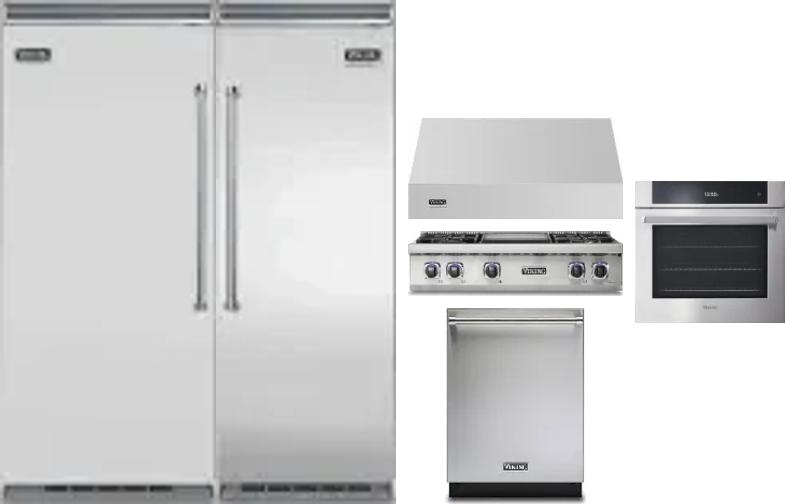 6 Piece Package Includes Refrigerator, Freezer, Cooktop, Wall Oven, Hood And Dishwasher