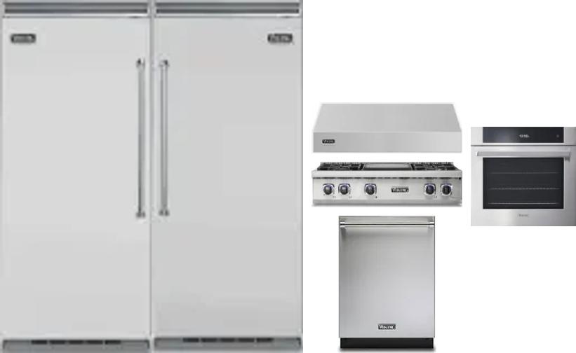 6 Piece Package Includes Refrigerator, Freezer, Cooktop, Wall Oven, Hood And Dishwasher