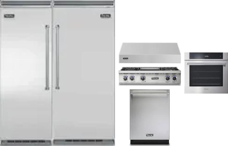 6 Piece Package Includes Refrigerator, Freezer, Cooktop, Wall Oven, Hood And Dishwasher