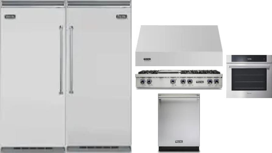 6 Piece Package Includes Refrigerator, Freezer, Cooktop, Wall Oven, Hood And Dishwasher